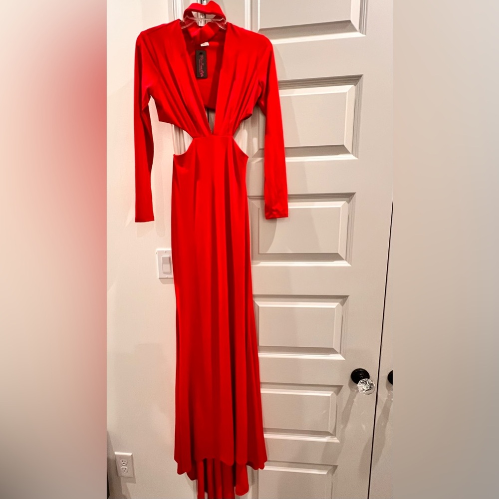 Red Cut Out Choker Gown Hot Miami Styles